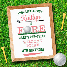 Golf PAR-T-SHIRT 4. Geburtstag Begrüßungszeichen Poster