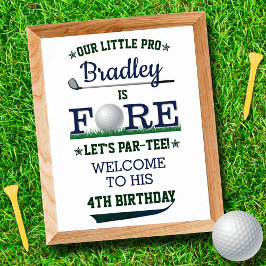 Golf PAR-T-SHIRT 4. Geburtstag Begrüßungszeichen Poster