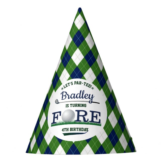 Golf PAR-T-SHIRT 4. Geburtstag Partyhütchen (Vorderseite)