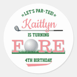 Golf PAR-T-SHIRT 4. Geburtstag Runder Aufkleber