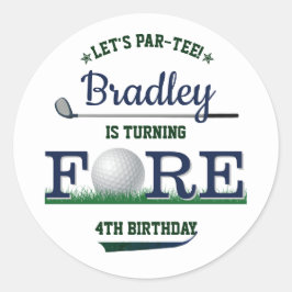 Golf PAR-T-SHIRT 4. Geburtstag Runder Aufkleber