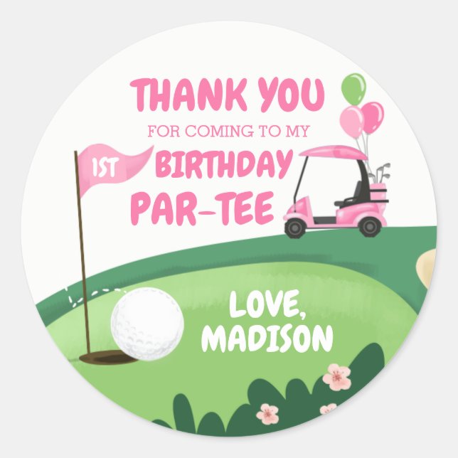 Golf Par-T-Shirt Cupcake Topper Boy Birthday Gefal Runder Aufkleber (Vorderseite)