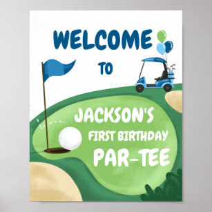 Golf Par T-Shirt Hole in One Boy Birthday Blue Wil Poster