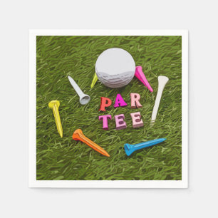 Golf Par T-Shirt mit bunten Tee-Party Serviette