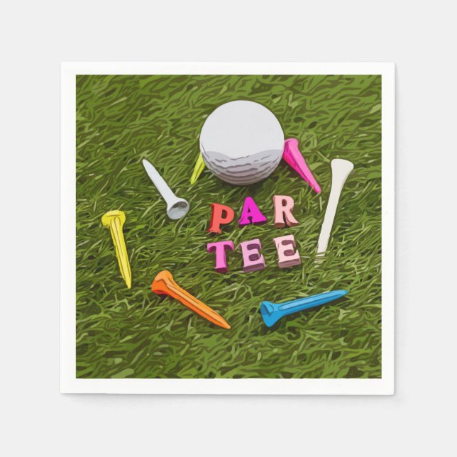 Golf Par T-Shirt mit bunten Tee-Party Serviette (Vorderseite)