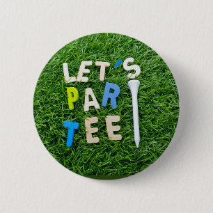Golf Par T-Shirt mit Tee auf grünem Golfer Party Button
