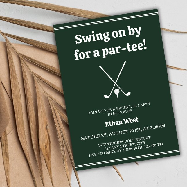 Golf Par-T-Shirt Stilvolle Bachelor Party Einladung (Golf Par-Tee Stylish Bachelor Party Invitation)