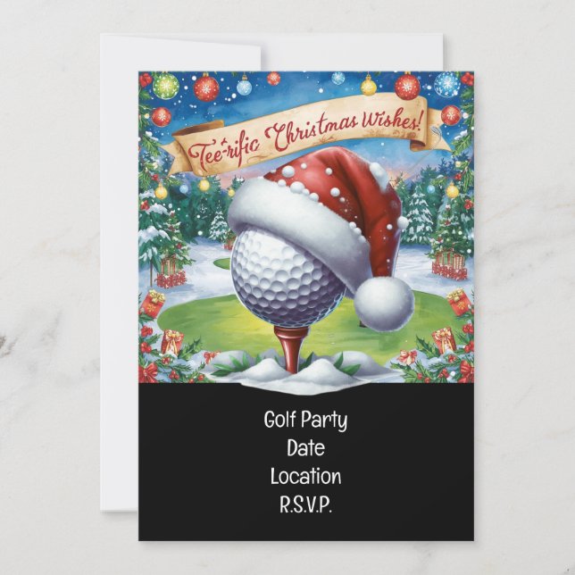 Golf Par tee Golfer Weihnachts-Party Einladung (Vorderseite)