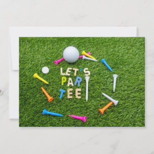 Golf Par Tee Party mit golfbunten T-Shirts   Einladung