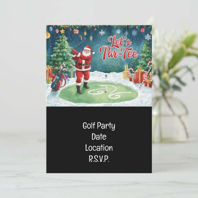 Golf Par Tee Party Weihnachtsfeier Einladung (Stehend Vorderseite)