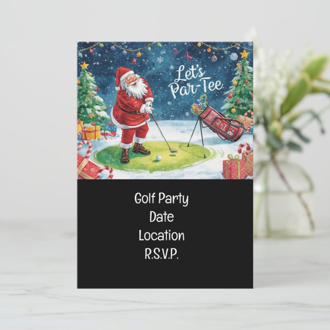 Golf Par Tee Party Weihnachtsfeier Einladung (Stehend Vorderseite)