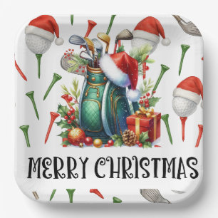 Golf Par Tee Party Weihnachtsmannmütze Weihnachten Pappteller