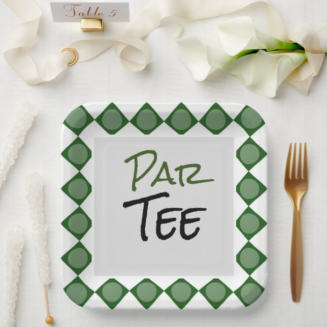 Golf Par Tee Wort für Golfball  Pappteller (Hochzeit)