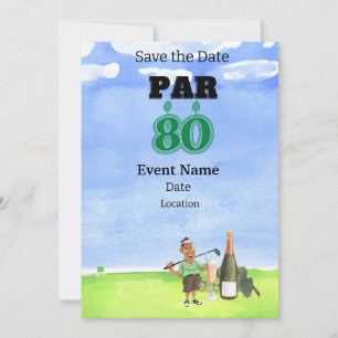 Golf Party 80. Geburtstag Save the Date für Golfer Einladung