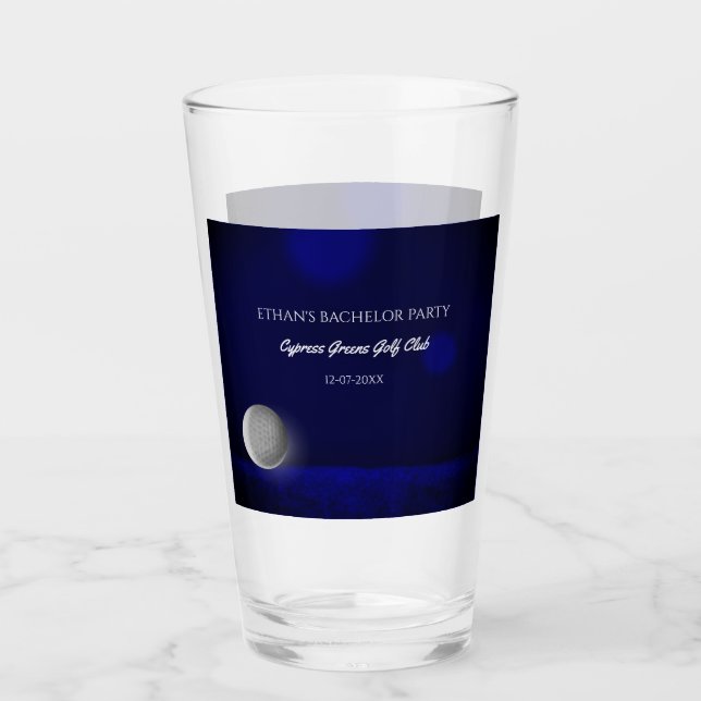 Golf Party Bachelor Party Golfers Navy Blue Course Glas (Vorderseite)