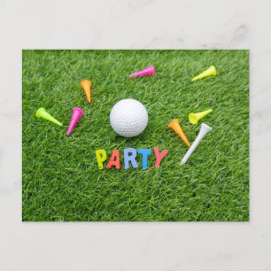 Golf Party Einladung mit Golfball und Tee Green 