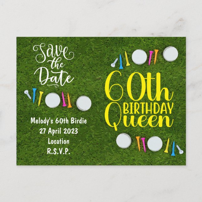 Golf Party Einladung Save the Date 60. Geburtstag (Vorderseite)