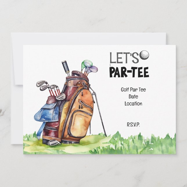 Golf Party Save the Date Einladung zum Golfer (Vorderseite)