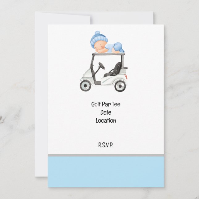 Golf Party Save the Date i Baby Shower BOY Einladung (Vorderseite)