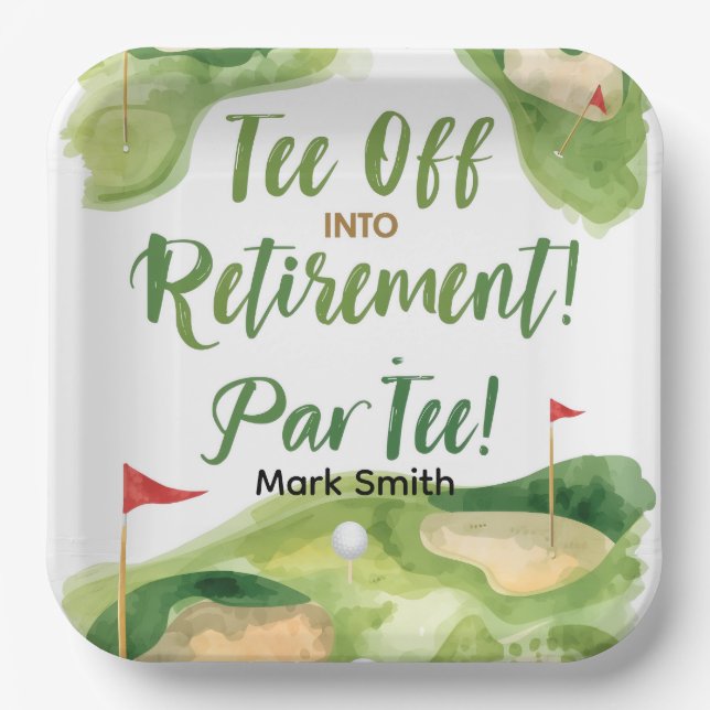 GOLF PENSION Abschlag ParTee für Golfer Pappteller (Vorderseite)