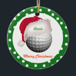 Golf personalize-Ornament Santa Ball Keramikornament<br><div class="desc">Mit unserem Santa Golf Ball Ornament erstellen Sie in diesem Jahr Ihren eigenen Golfkeepake! Ändern Sie den Namen,  die Stimmung und die persönliche Note auf der Rückseite zu einer wirklich eine Art. Ideal für Golfer,  Trainer oder als Gastgeschenk - jeder Golfer würde es Liebe!</div>