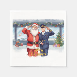 Golf Pilot & Santa celebrate Christmas in Airport Serviette