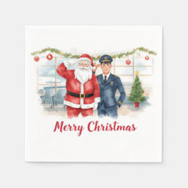 Golf Pilot & Santa celebrate Christmas in Airport Serviette