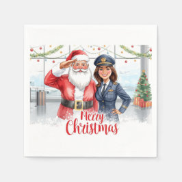 Golf Pilot & Santa celebrate Christmas in Airport Serviette