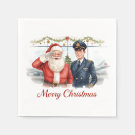 Golf Pilot & Santa celebrate Christmas in Airport Serviette