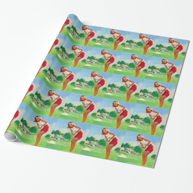Golf Pin Up Geschenkpapier (Ungerollt)