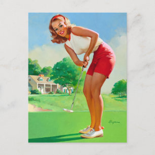 Golf Pin Up Postkarte