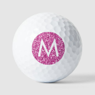Golf Pink Einfache Monogramm Erstmaliges Funkelnd Golfball
