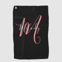 Golf Pink Monogram mit weißer Schrift auf schwarz