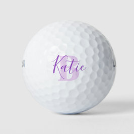 Golf Pink Monogram Name Initial lila Golf Bälle