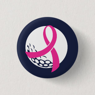 Golf Pink Ribbon Brustkrebs Bewusstsein Button