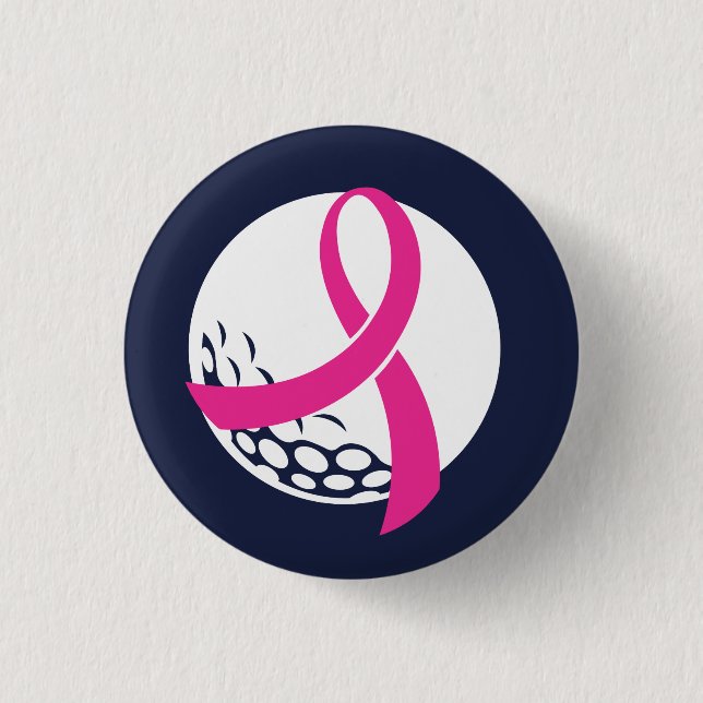 Golf Pink Ribbon Brustkrebs Bewusstsein Button (Vorderseite)