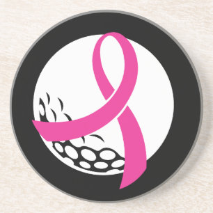 Golf Pink Ribbon Brustkrebs Bewusstsein Getränkeuntersetzer