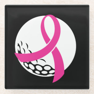 Golf Pink Ribbon Brustkrebs Bewusstsein Glasuntersetzer