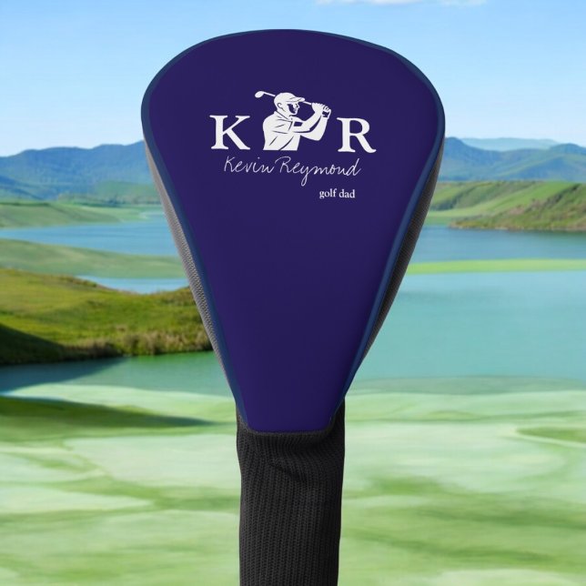 Golf Player Classic Monogram Golfer Blue Headcover (Von Creator hochgeladen)