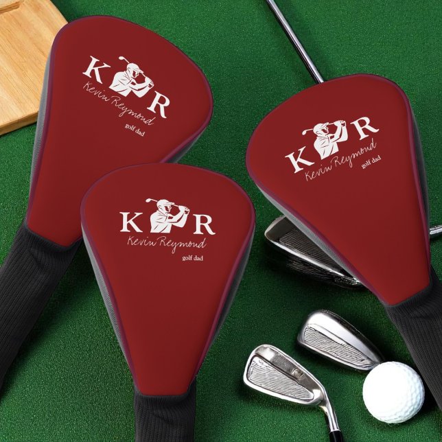 Golf Player Classic Monogram Golfer dunkelrot Headcover (Von Creator hochgeladen)