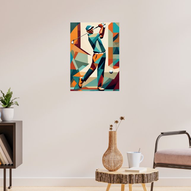 Golf Player Cubist Poster (Wohnzimmer 3)