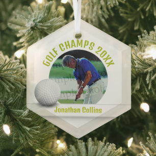 Golf Player Foto Golfmeister 20XX Ornament Aus Glas