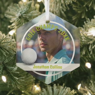 Golf Player Foto Golfmeister 20XX Ornament Aus Glas