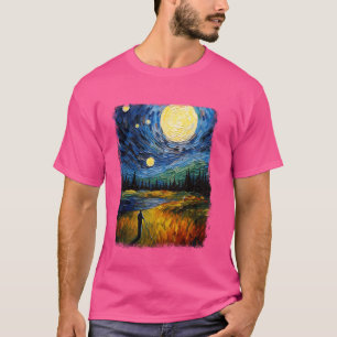 Golf Player Golfer Golfing Starry Night Painting T-Shirt