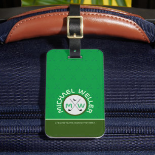 Golf Player Mit Monogramm Reisegepäck GRÜNE Gepäckanhänger