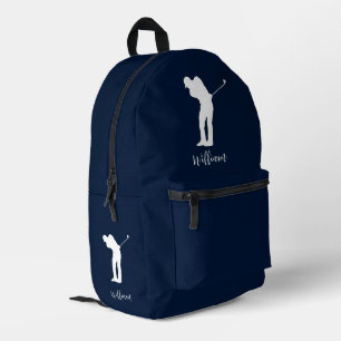 Golf Player Script Monogram Navy Blue Bedruckter Rucksack