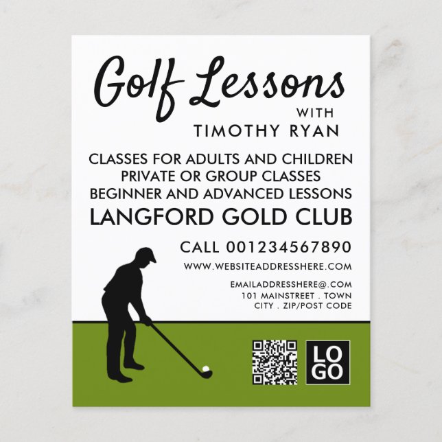 Golf Player Silhouette, GoIf Lektion Werbung Flyer (Vorne)