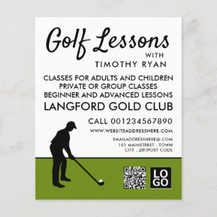 Golf Player Silhouette, GoIf Lektion Werbung Flyer