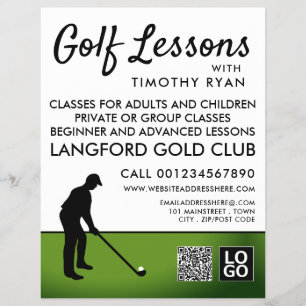 Golf Player Silhouette, GoIf Lesson Werbung Flyer
