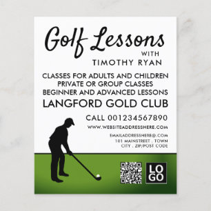 Golf Player Silhouette, GoIf Lesson Werbung Flyer